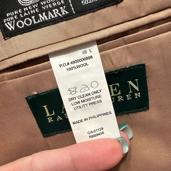 Lauren Ralph Lauren Men’s Wool Blazer 46L Brown Houndstooth Check Sport Coat - Picture 8 of 11